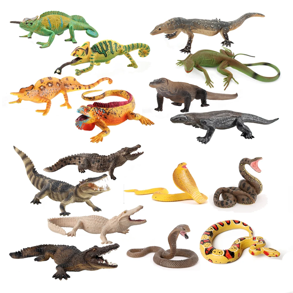 Kids Toys Review - Plastikowy Model Kameleona Zabawka Figurka Iguany