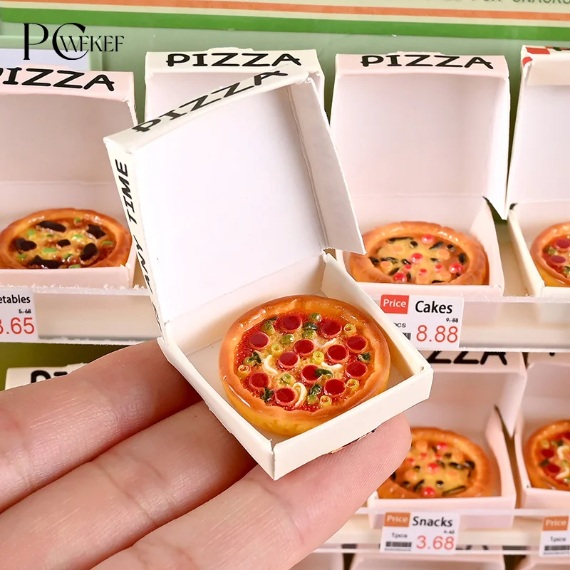 Dollhouse Furniture Set - 6 szt. Miniaturowe pizzy lub pudełka